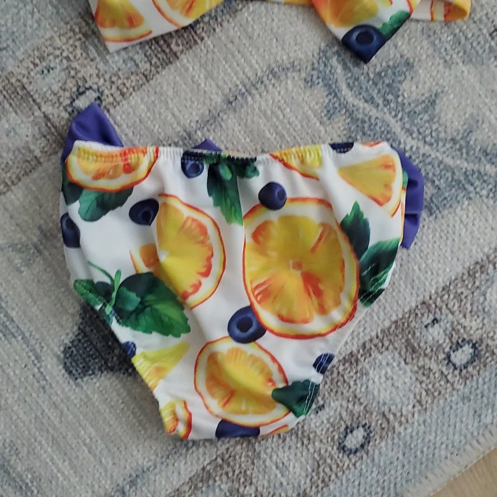 Unbranded Baby Girls Fruit And Bow Swimsuit Sz90 (Fits Like a 6-12m)